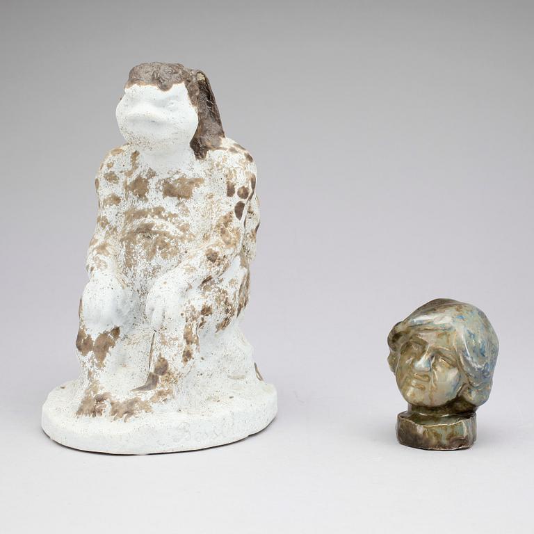 FIGURINER, 2 st, keramik, Anders resp Bess Wissler, sign, ena dat 1930.