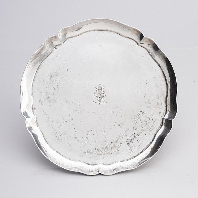 An 18th century silver tazza, mark of Johann Martin I Satzger, Augsburg 1747-1749.