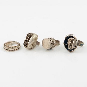 Lars Arby, four rings, sterling silver, Gothenburg among others 1963 and 1981.