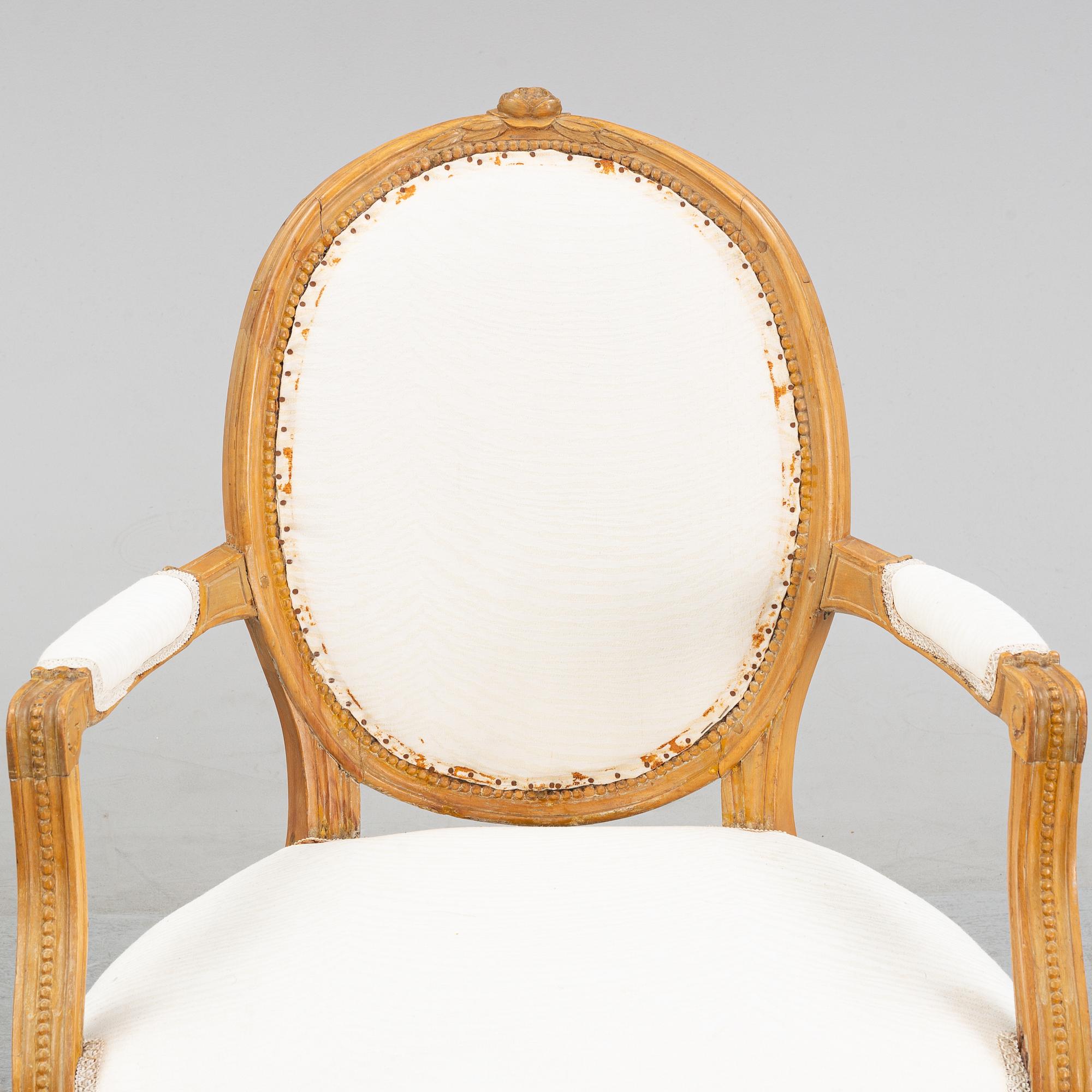A pair of Gustavian armchairs, late 18th century.