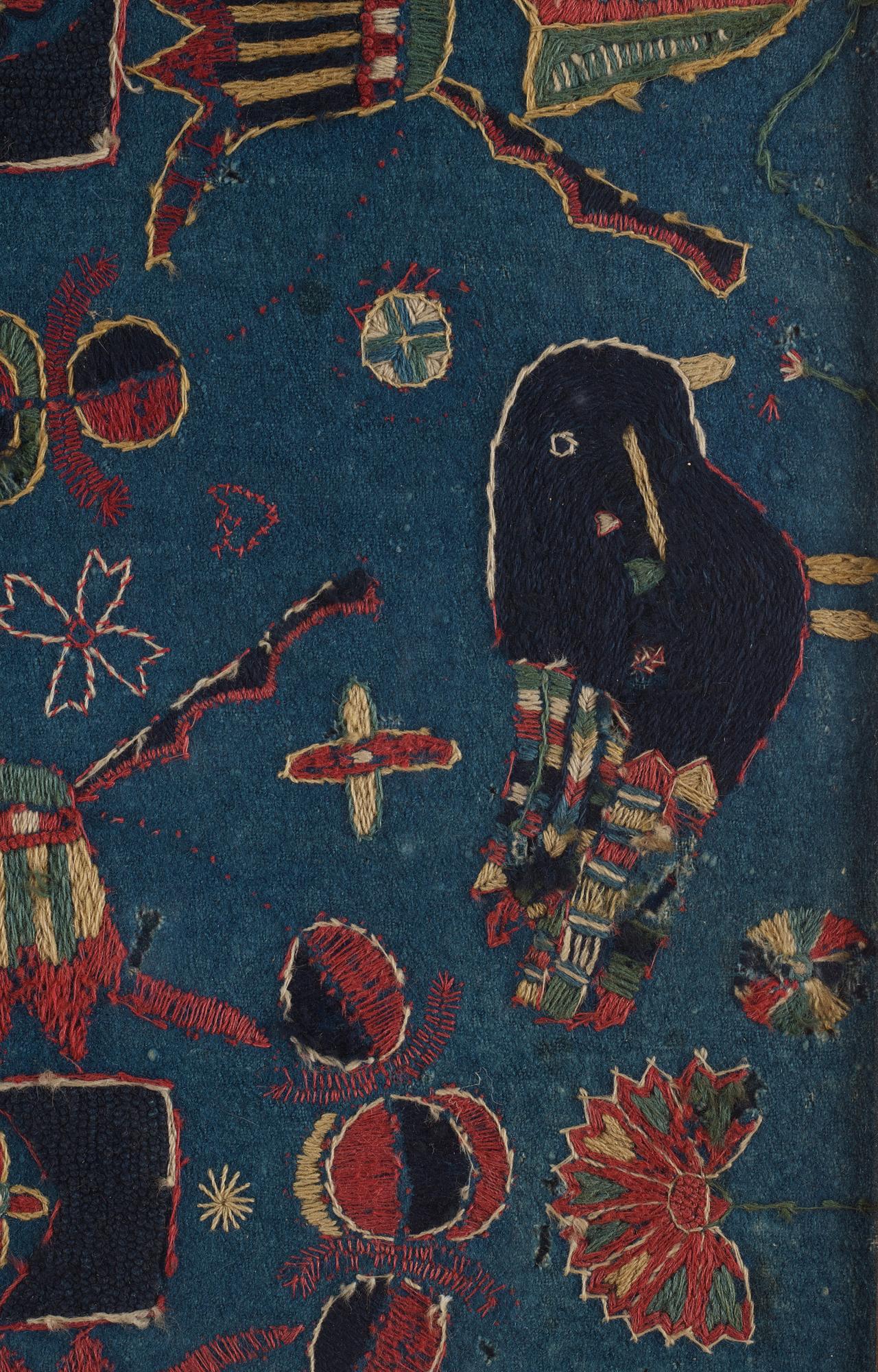 Inramad åkdyna, broderad, ca 93,5 x 43 cm, signerad AMA, Skåne, daterad 1811.
