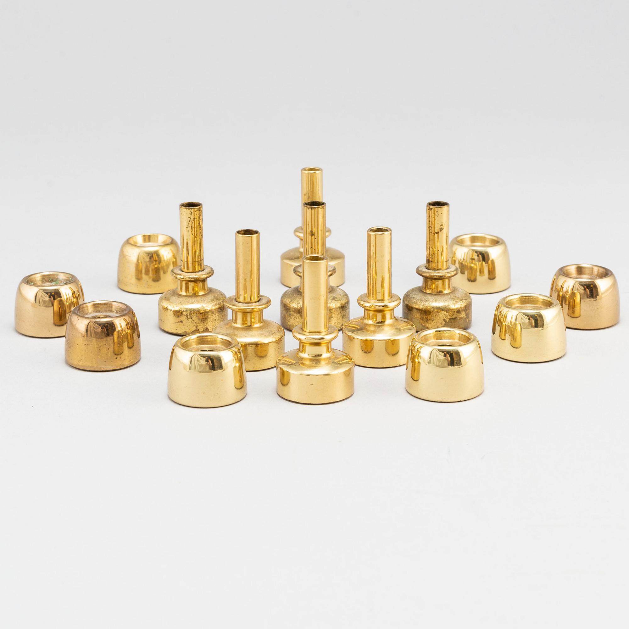 HANS-AGNE JAKOBSSON, 15 small brass candlesticks, Markaryd.