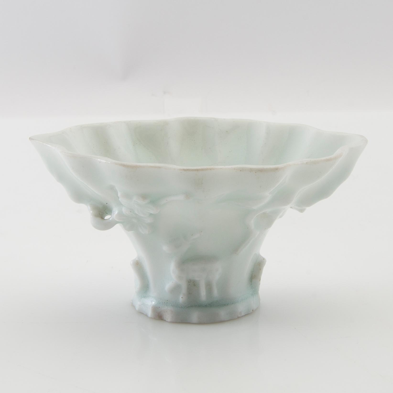 Wine tasting bowl porcelain, blanc-de-chine, China, 19th century.