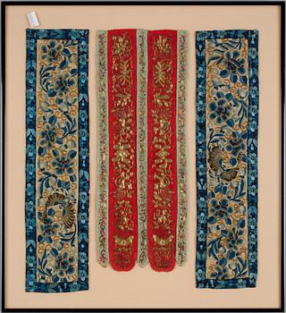 BRODERIER, 12 delar, bl.a. i siden. Kina, 1800/1900-tal.