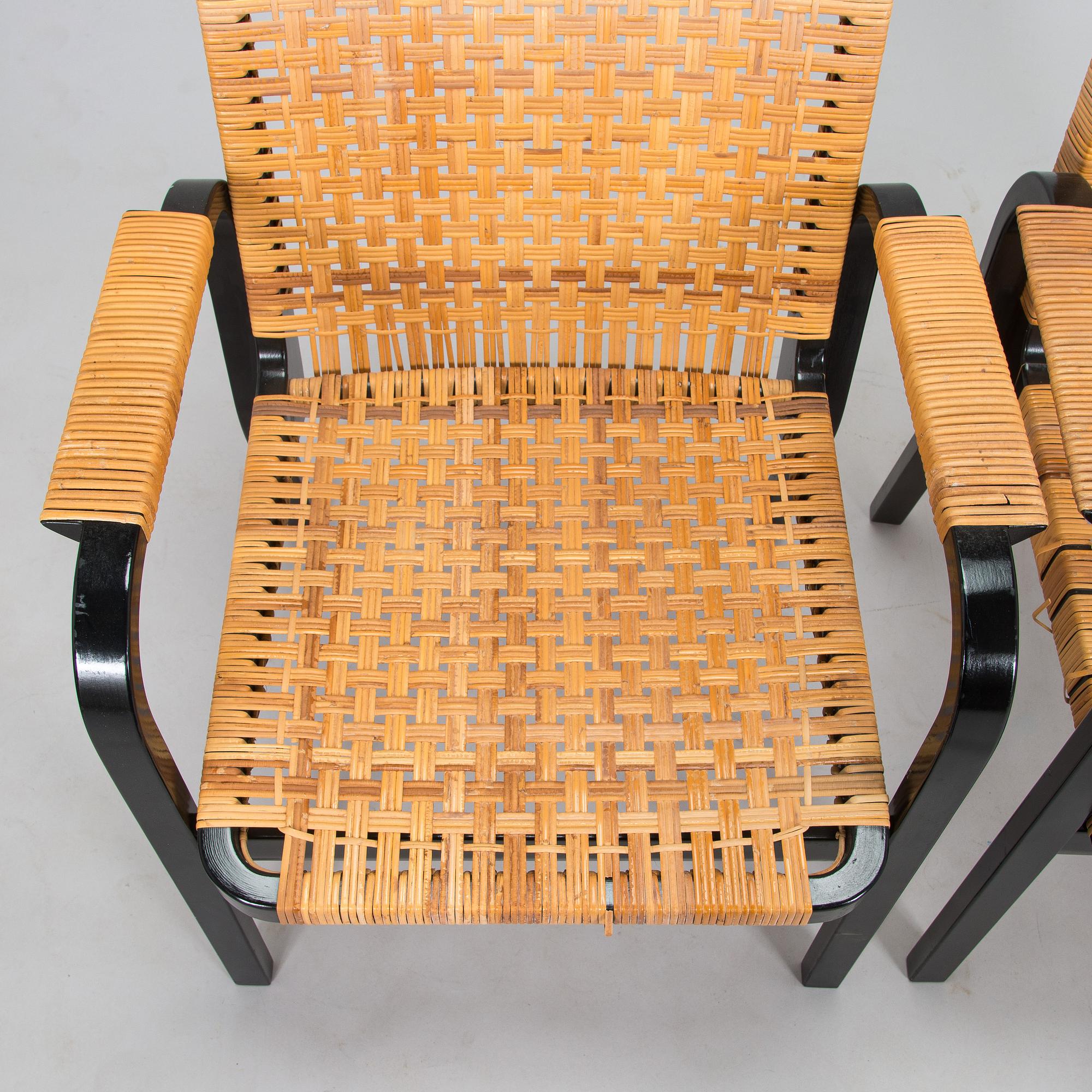 Alvar Aalto, nojatuoleja, 6 kpl, malli 45, Artek 1970-luku.