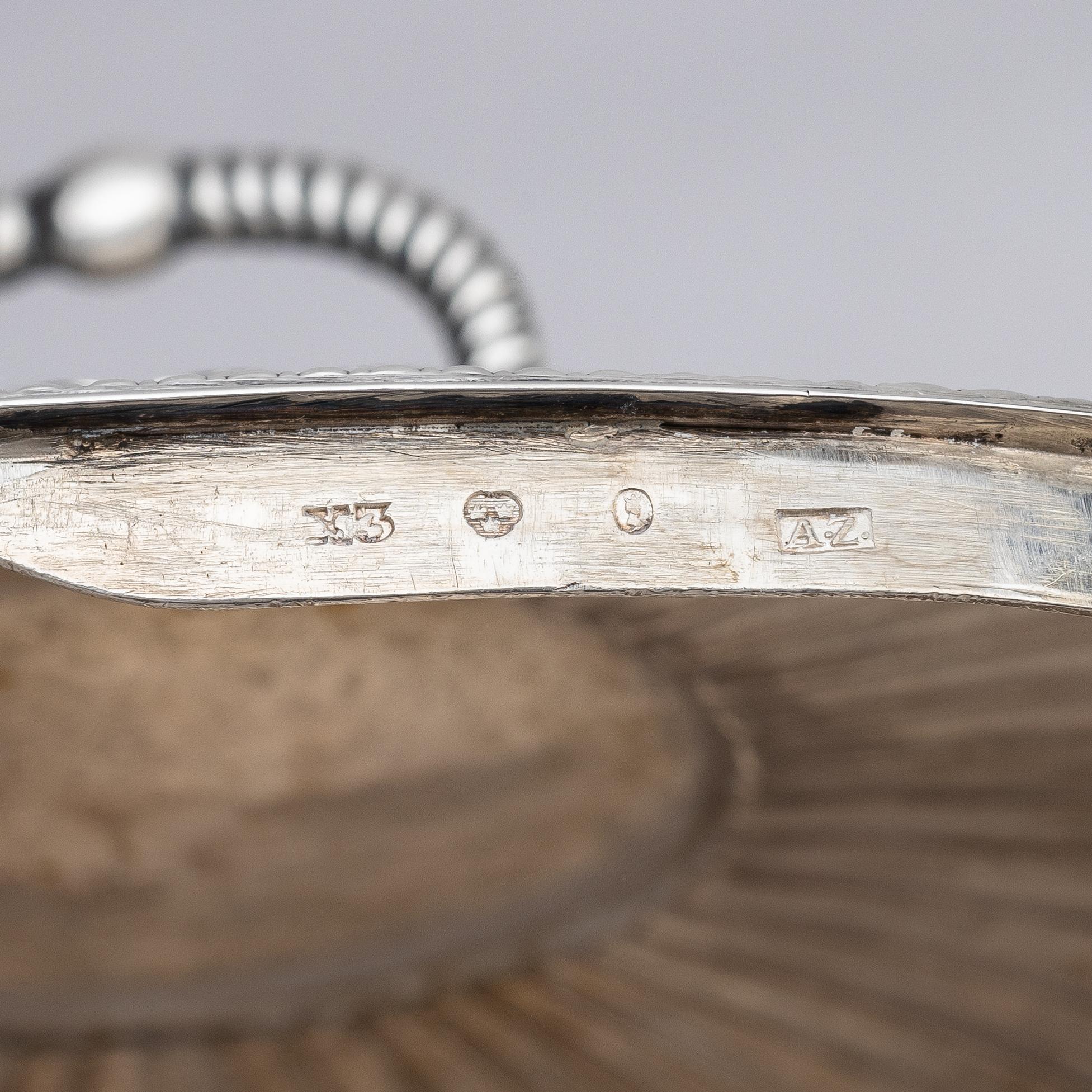 A Swedish 19th century silver sugar-casket, mark of Adolf Zethelius, Stockholm 1828.