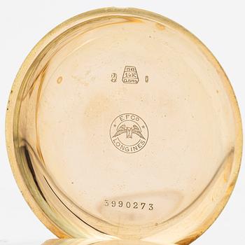 Longines, fickur, 14K guld, savonett, kedja i 18K guld, 51 mm.