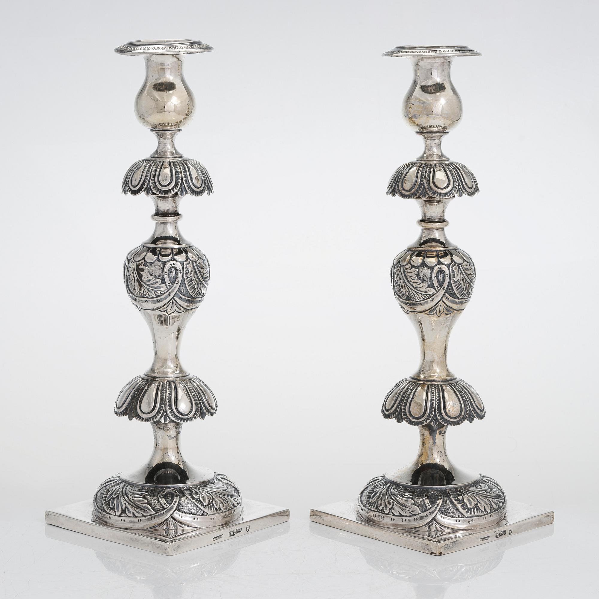 Jan Pogorzelski, ljusstakar, ett par, silver, Warszawa, 1865.