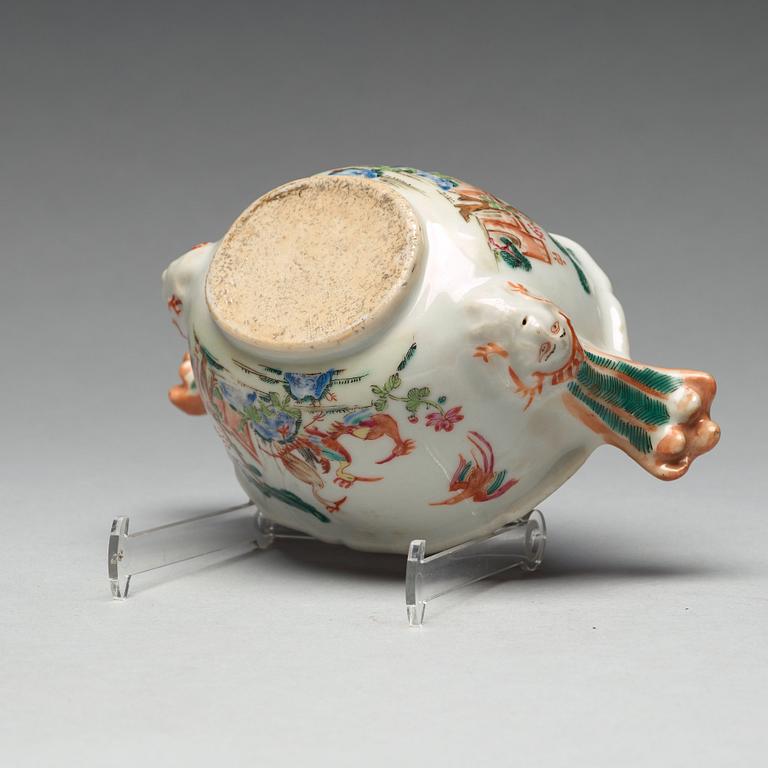 A famille rose 'du paquier' butter tureen with cover, Qing dynasty, Qianlong (1736-95).