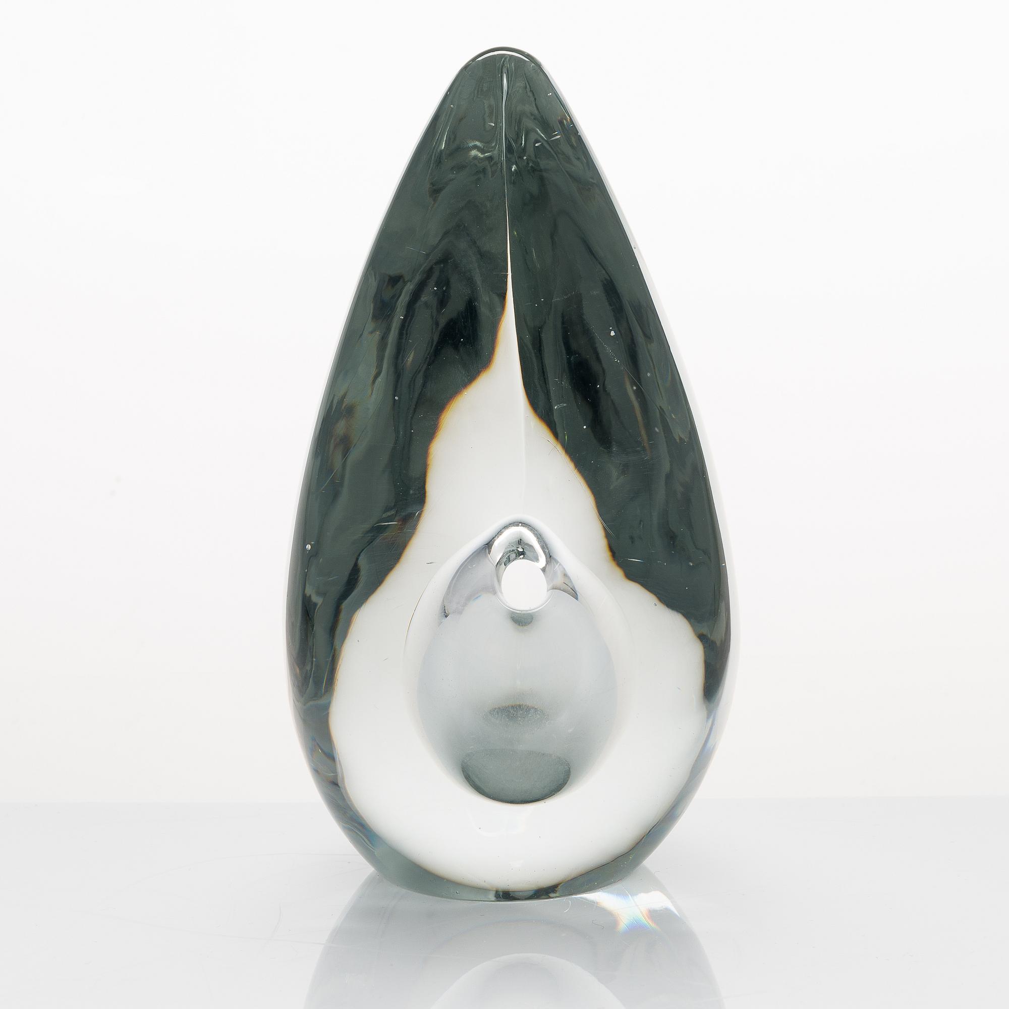 Timo Sarpaneva, glasskulptur, "Fågelhuvud", signerad Timo Sarpaneva Iittala -54.