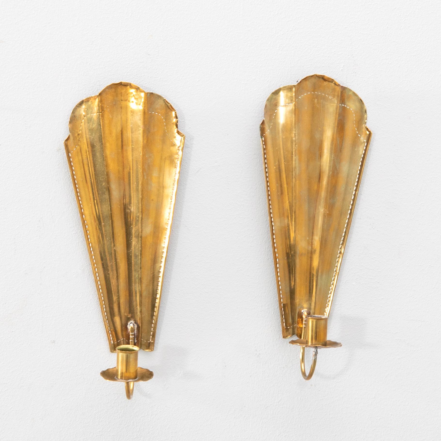 Wall sconces a pair C&N Svängsta dated 1936 brass.