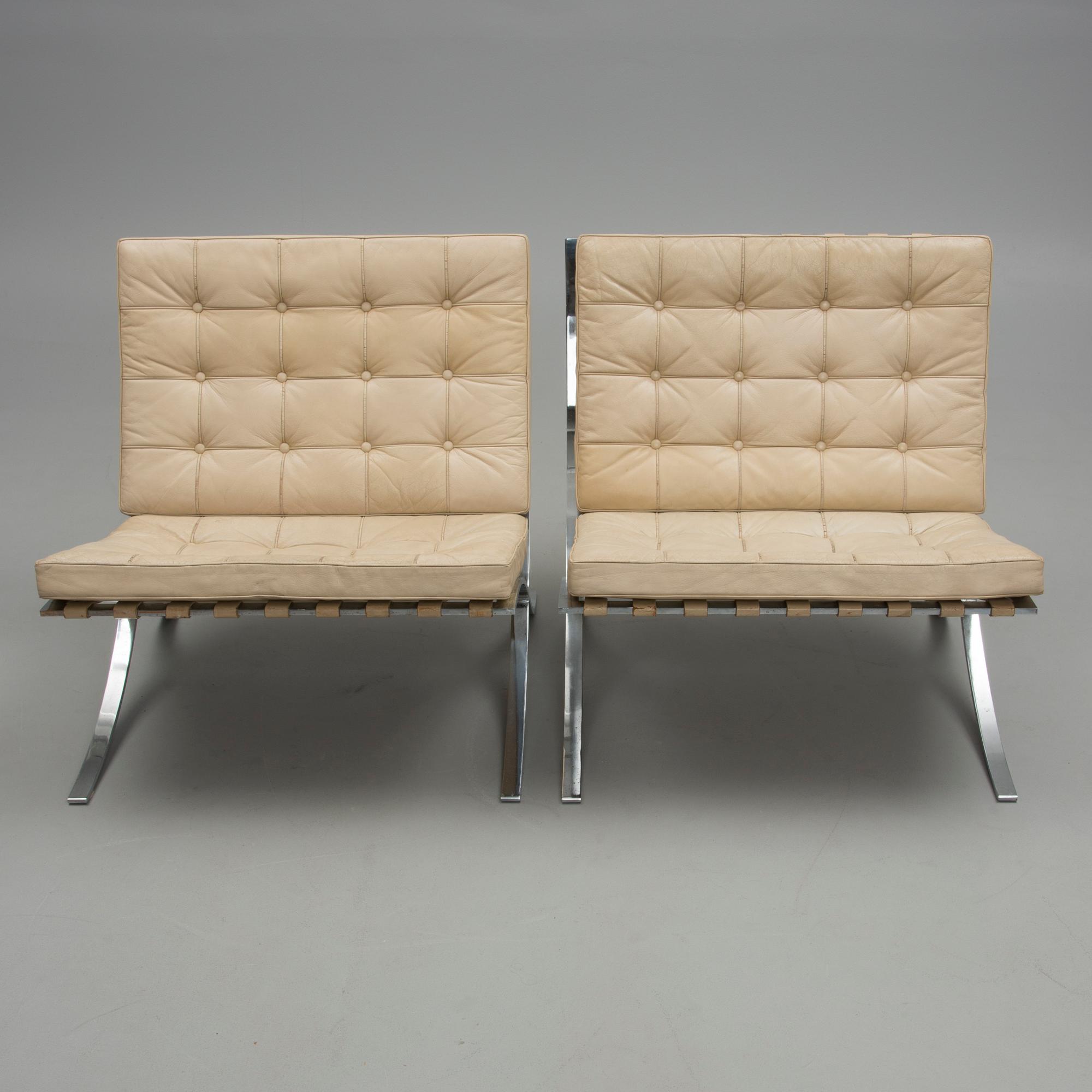 FÅTÖLJER, ett par, "Barcelona", Mies van der Rohe, 1960-tal.
