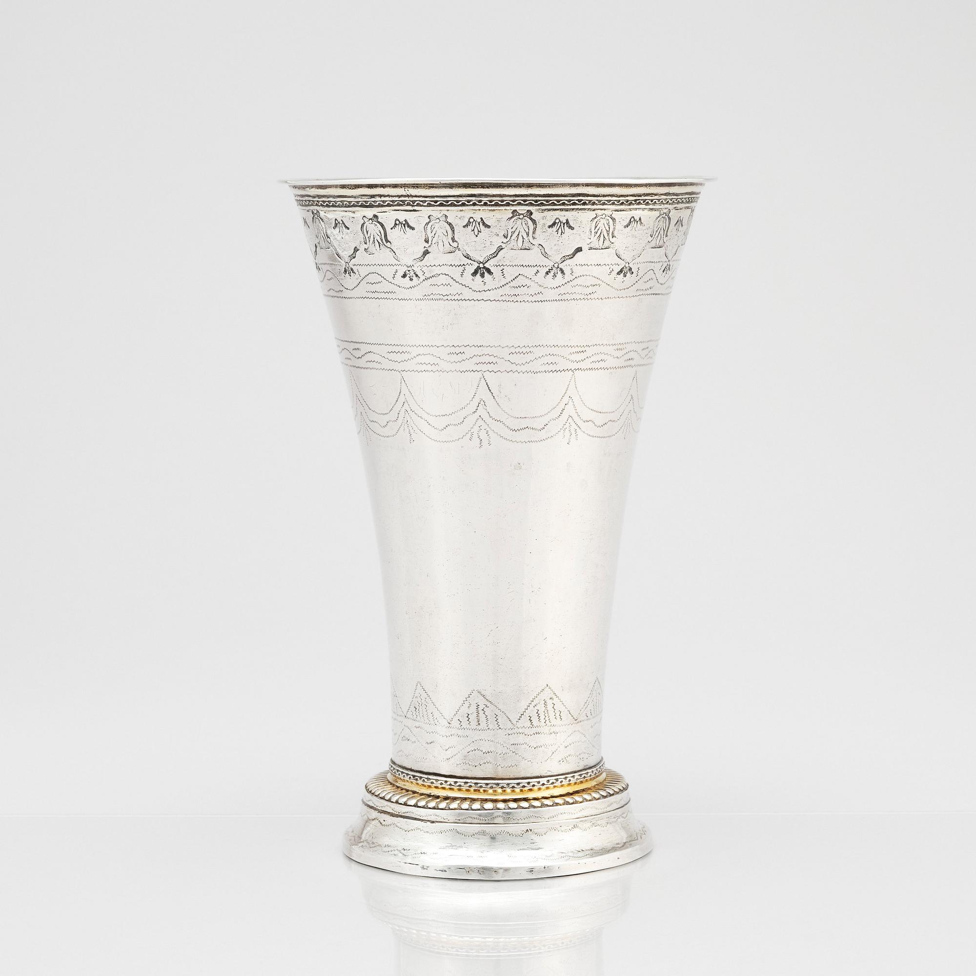 A Swedish parcel-gilt silver beaker, mark of Jonas Berg, Stockholm 1755.