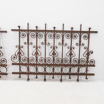 Fence sections 2 pcs and window grilles 2 pcs early 20th century.