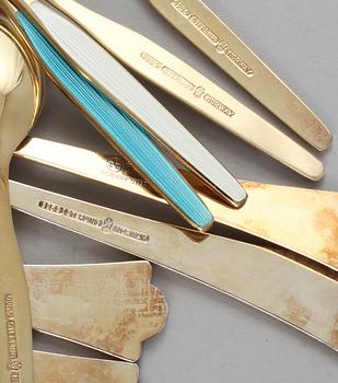 BESTICK, 24+6 st, emalj och sterlingsilver, Norge, vikt ca 670 g.