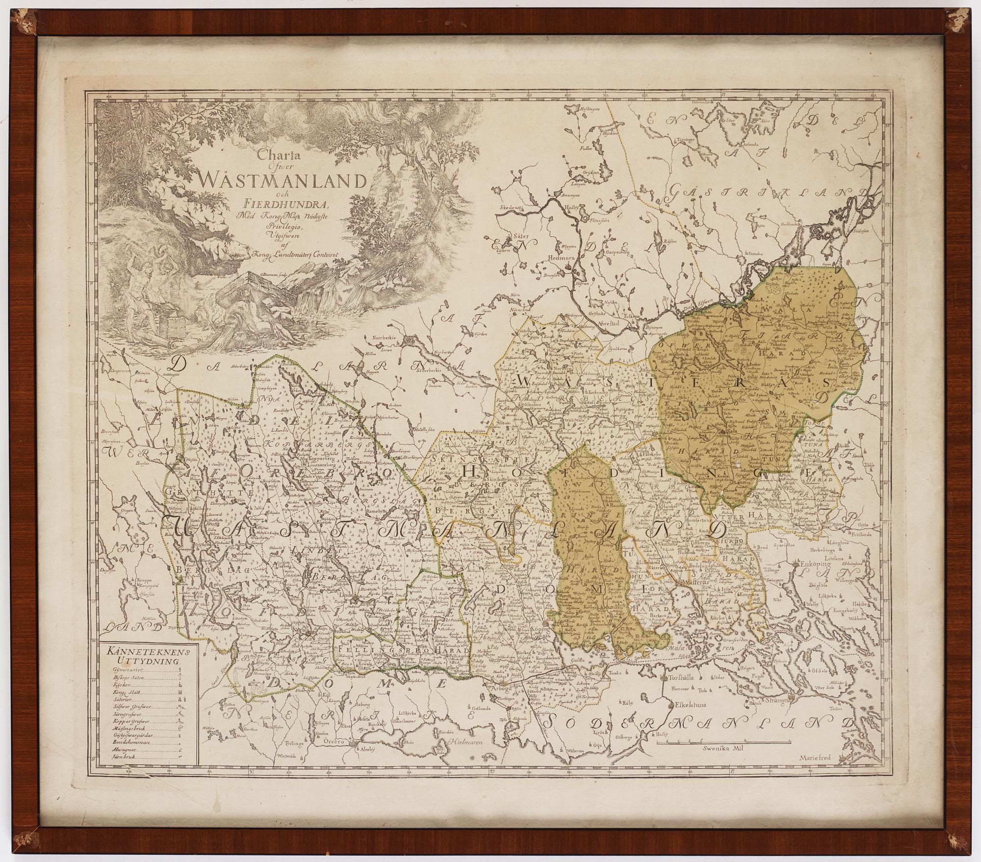 Karta, "Charta öfver Wästmanland och Fierdhundra", around 1800.