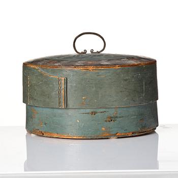 A painted wooden box from Jämtland, Sweden, 19th century.