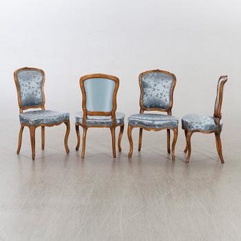 Stolar, 4 st, bonade,Louis Seize, Frankrike, 1700-talets andra hälft.
