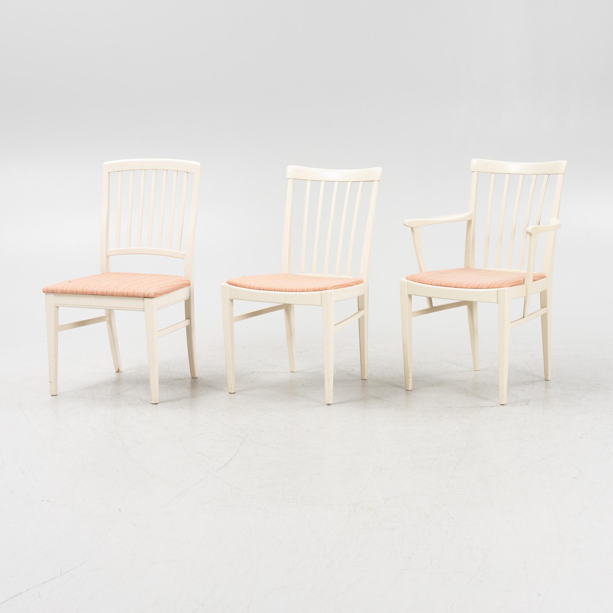 Carl Malmsten, two armchairs and six chairs, Bodafors, second part of the 20th Century.
