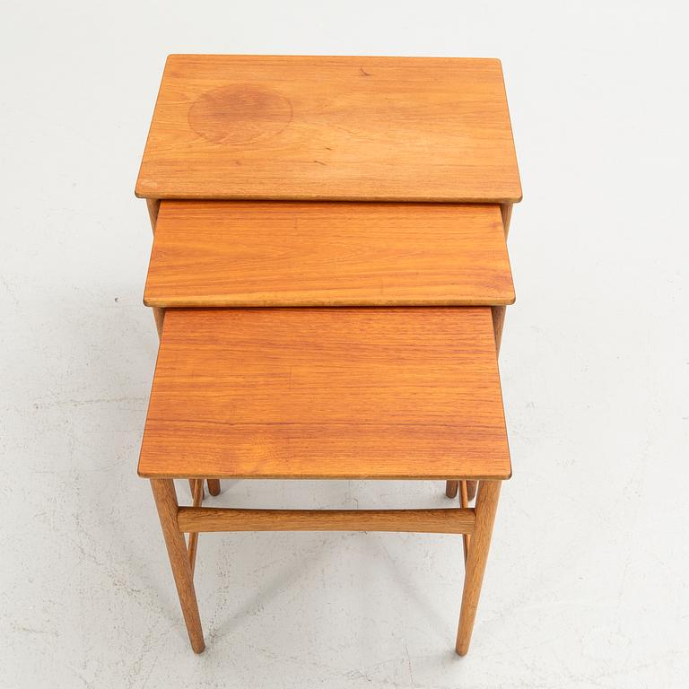 Hans J. Wegner, set of tables, 3 pieces, Andreas Tuck, Denmark, 1960s.