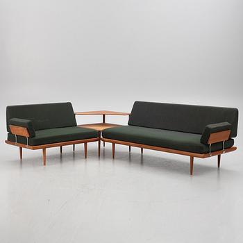 Peter Hvidt & Orla Mølgaard  Nielsen, a "Minerva" group with two sofas and a table, France & Son, Denmark, 1960's.