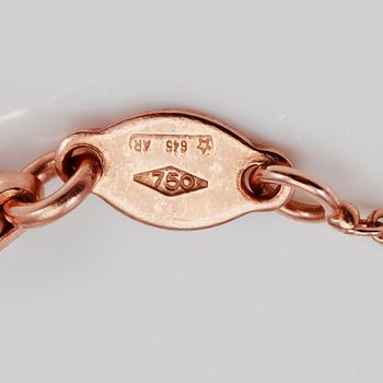 HÄNGE MED KEDJA, rosa safirer totalt ca 0,95 ct, diamanter totalt ca 0,13 ct samt vittonad odlad pärla.