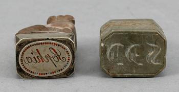 STÄMPLAR 2 st, sten, 1700/1800-tal.