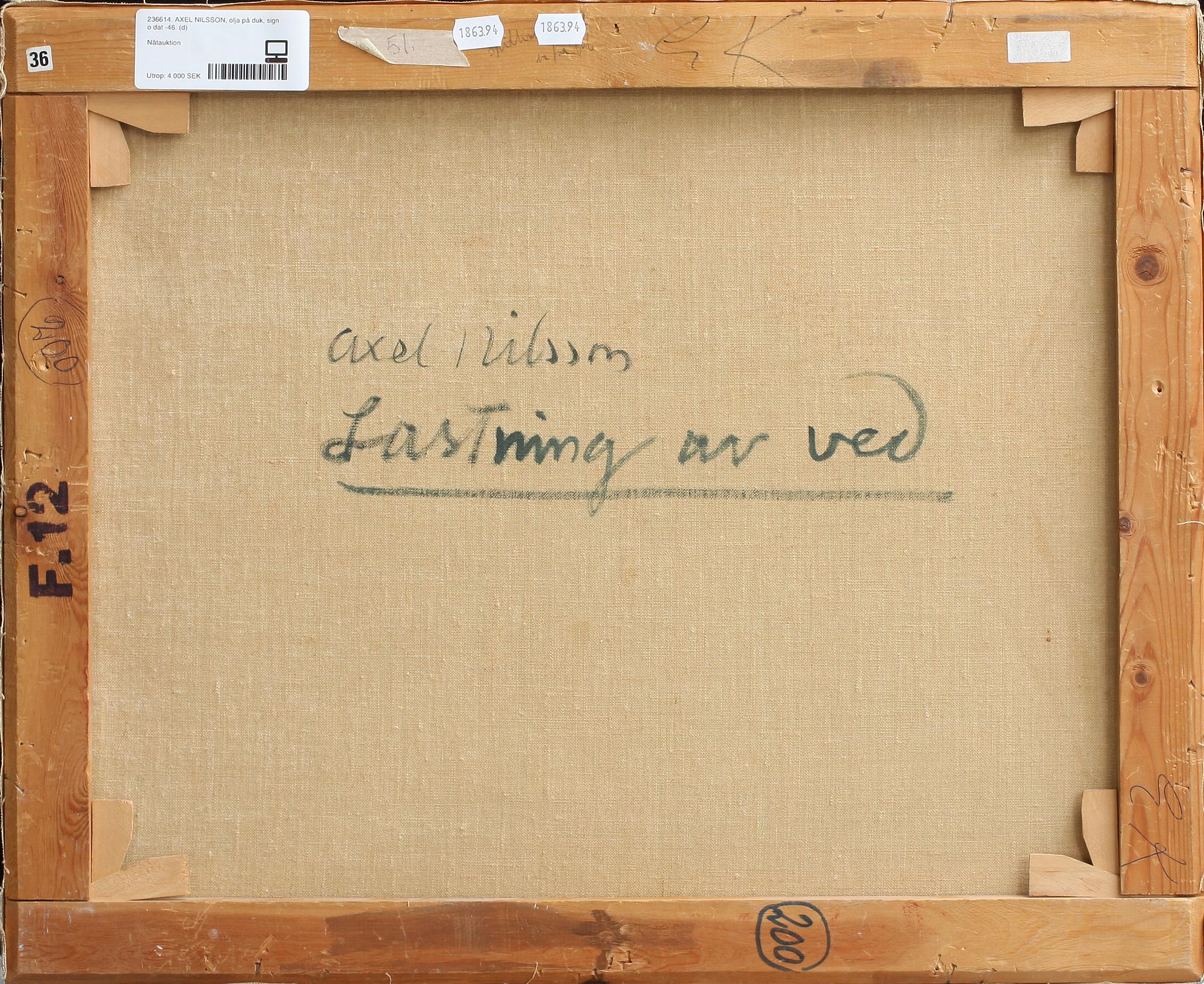 AXEL NILSSON, olja på duk, sign o dat -46.