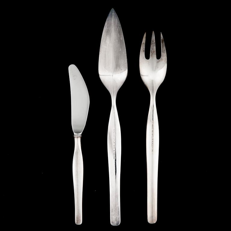 FISKBESTICK, 12+12+12, försilvrade, "Tapio" Tapio Wirkkala, Kultakeskus.