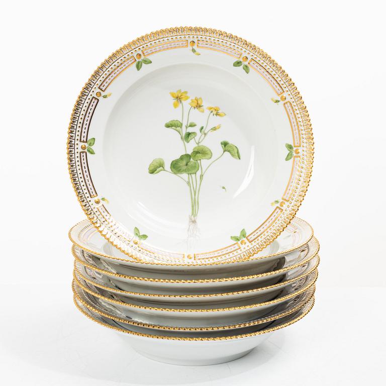 Royal Copenhagen, seven plates, 'Flora Danica', Denmark.