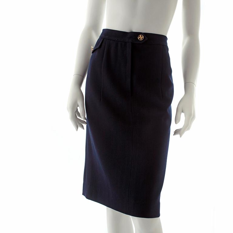 CÉLINE, a blue wool blend skirt.