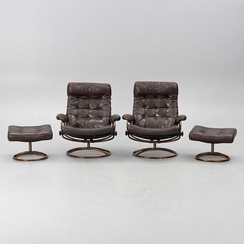 Armchairs, a pair, Stressless, Ekornes, later part of the 20th century.