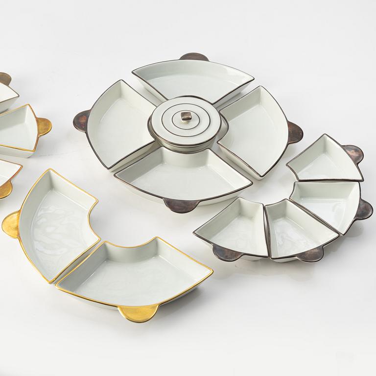 Edward Hald, a 19 pieces part porcelain cabaret, Karlskrona, Sweden 1930s.