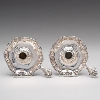 A pair of Swedish 18th century silver chamber-candlesticks, mark of Lorenz Vick,  Ulricehamn 1773.