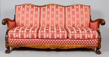 SALONGSMÖBEL, 4 del, Chippendalestil, 1930-tal.