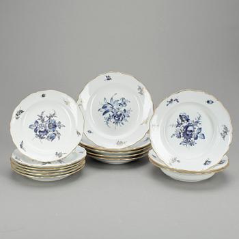 TALLRIKAR, 14 st, porslin, Meissen, 1900-tal.
