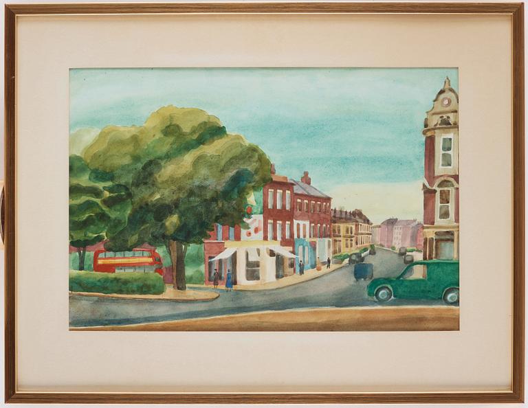 Josef Frank, a watercolour of a British town, not signed.