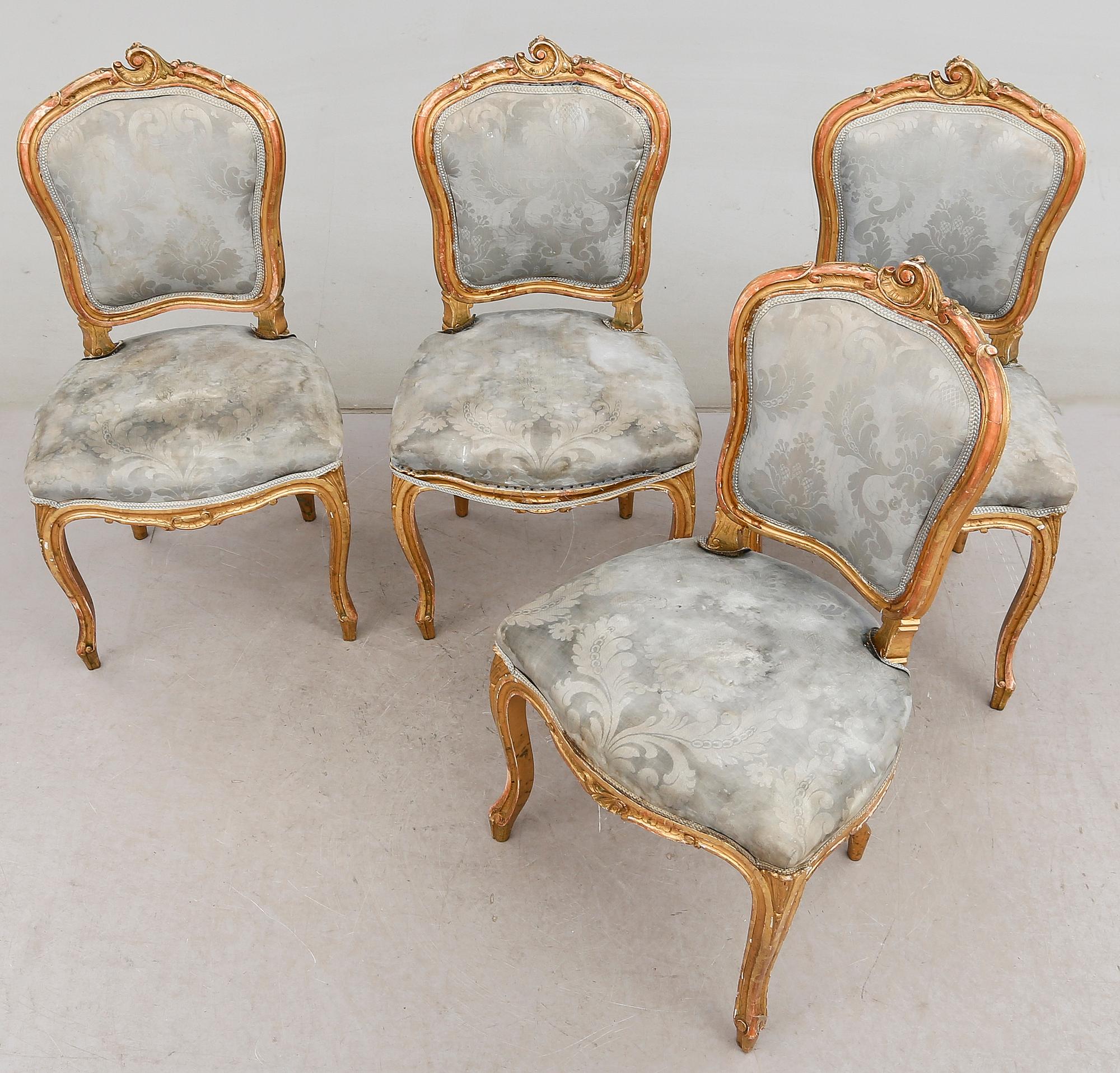STOLAR, 4 st, rokokostil, 1800-talets andra hälft.
