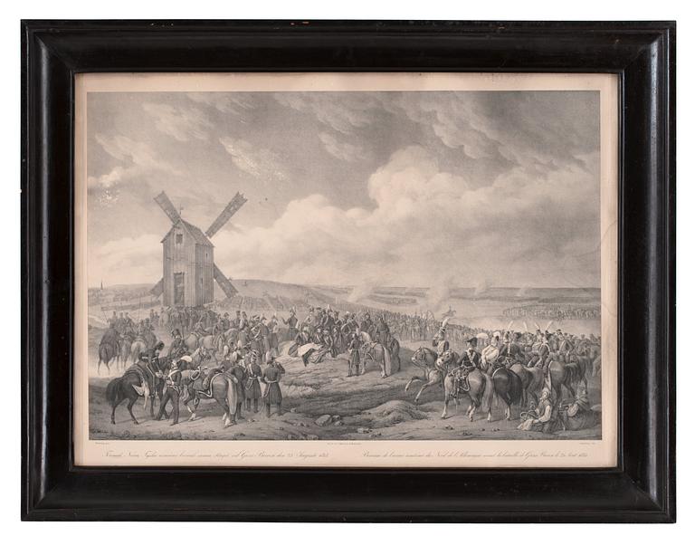 Alexander Clemens Wetterling & Carl Andreas Dahlström Efter, "Slaget vid Feiningen den 22 Aug 1796","Rehns öfvergång och Bendorffs intagande af General Bernadotte den 4 Julii 1796".