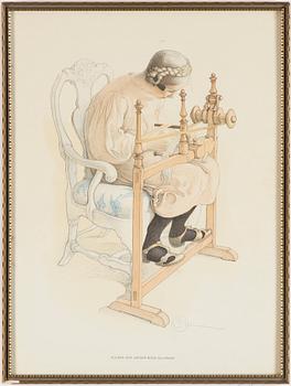 CARL LARSSON, färglitografi, tryckt signatur.