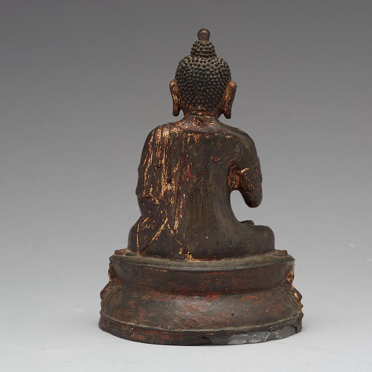 A bronze figure of Buddha, Ming dynasty (1368-1644).