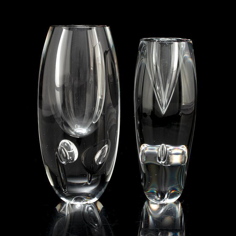 TIMO SARPANEVA, two 'Claritas' glass vases from Iittala, Finland.