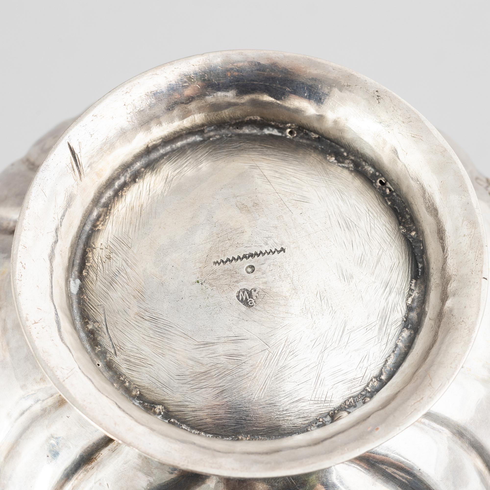 Skål, silver, oidentifierad stämpel, möjligen Danmark, rokoko, 1700-tal.