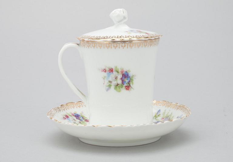 CHOKLADKOPP, porslin, Gardner, Ryssland 1880-1890.