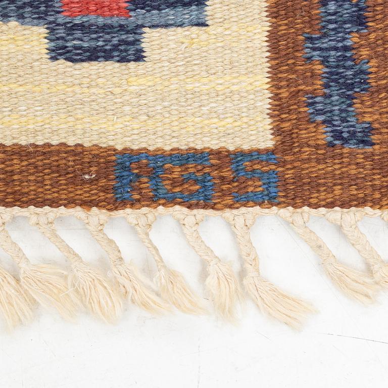 Anna-Greta Sjöqvist, a flat weave rug, signed AGS, c. 245 x 130 cm.