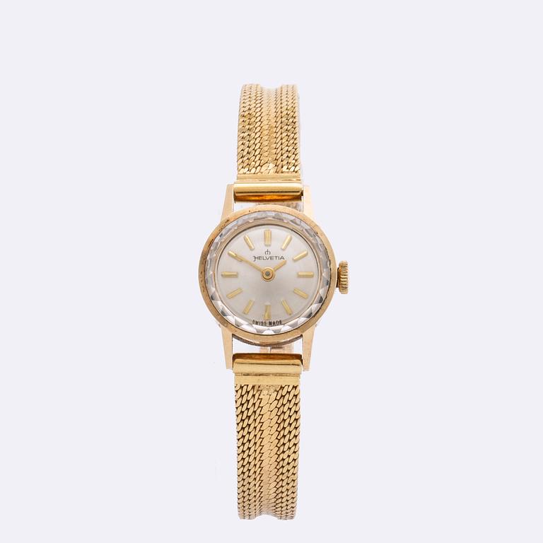 HELVETIA - WRISTWATCH, 14K gold, gold bracelet 18K, 17 mm.