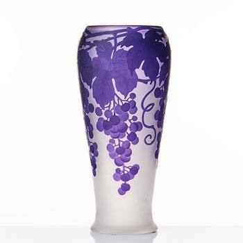 Karl Lindeberg, an Art Nouveau cameo glass vase, Kosta Sweden.