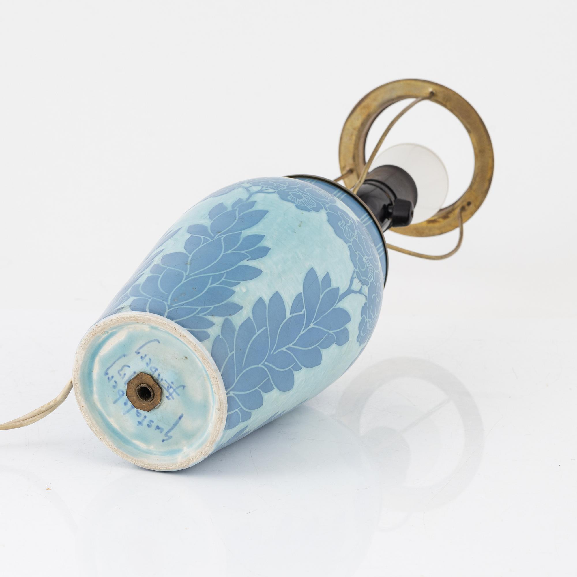 Josef Ekberg, a 'Sgrafitto' vase/table lamp, Gustavsberg, Sweden, 1913.