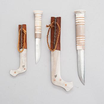 Two sami knifes, Per-Ola Jönestal, Kurravaara. Signed POJ.