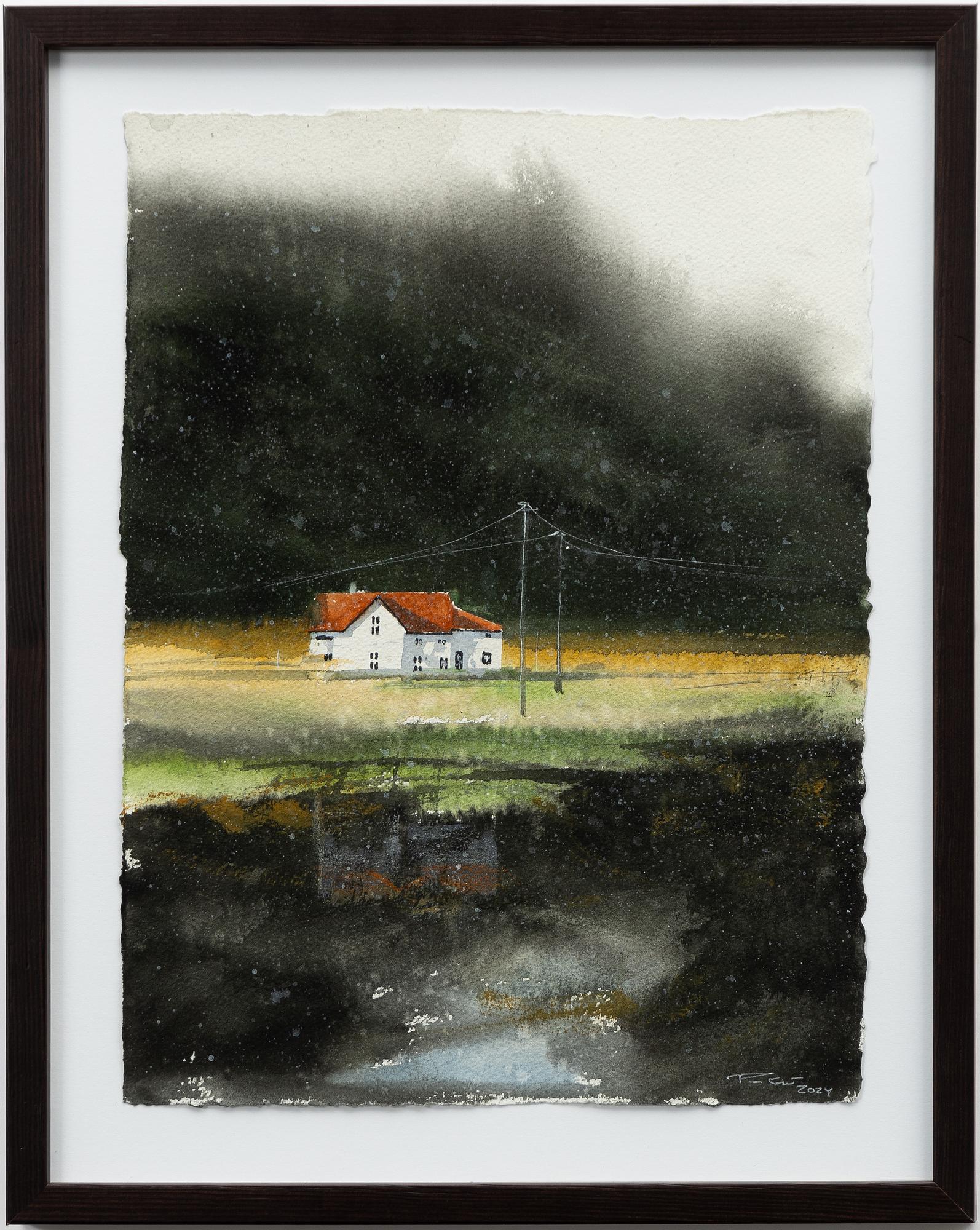 Peter Eugén, Landscape with houses and lake.